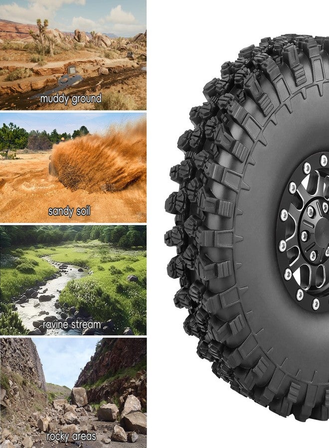 AllinRC High-Grip Aluminum 1.9 Beadlock Wheels and Tires Set Combo All-Terrain for Traxxas TRX-4 Axial SCX10 Capra RC4WD Redcat Gen8 1/10 Scale RC Crawler - Image 3